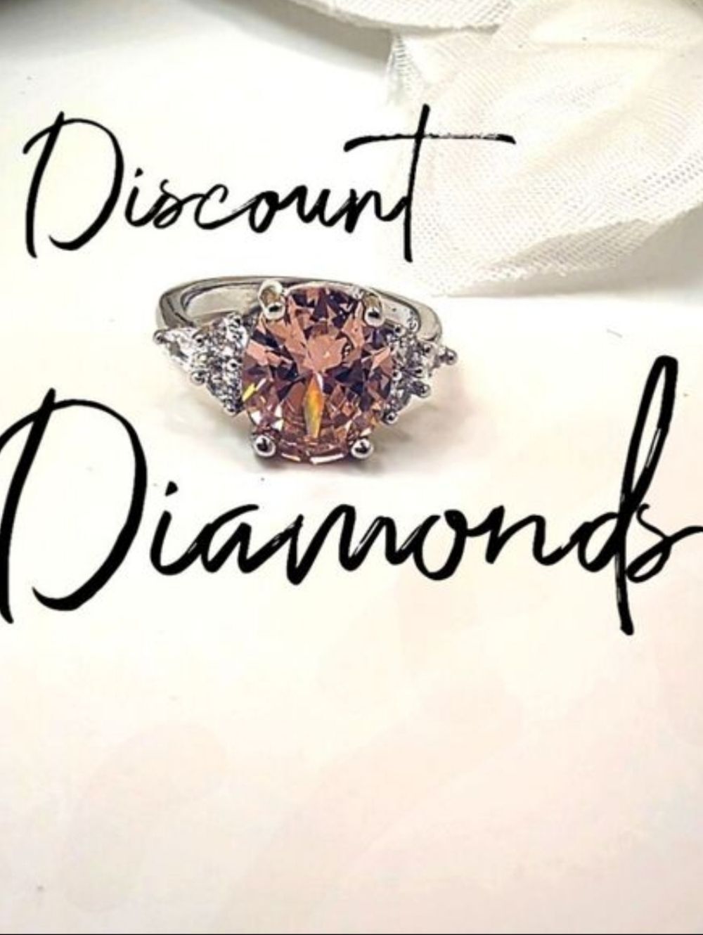 Pink Sapphire & White Baguette  Diamond Coctail Ring on 925 Silver
